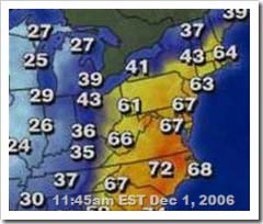 From weather.com at 11:45am EST on Dec 1, 2006